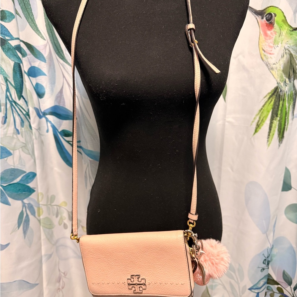 Tory Burch Blush Crossbody Bag with Pom Charm